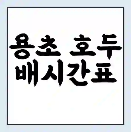 용초 호두 배시간표 | 배요금 | 배편 시간표 | 선착장 배시간