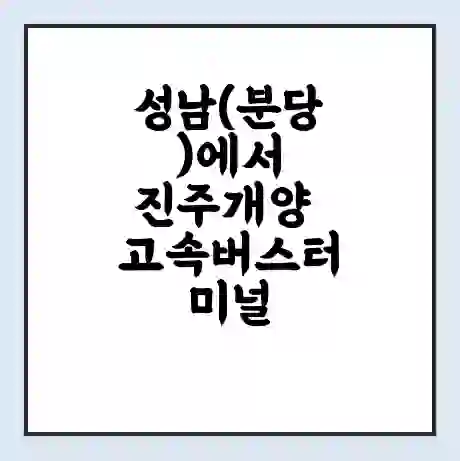 성남(분당)에서 진주개양 고속버스터미널 시간표 | 요금 | 예매 | 예약 | 운임표