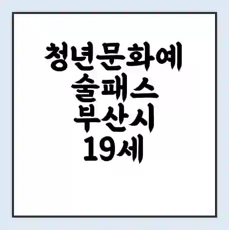 청년문화예술패스 부산시 19세 청년들을 위한 15만원 문화비 혜택